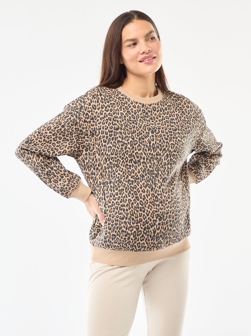 Sudadera de lactancia de felpa Beige - Kiabi