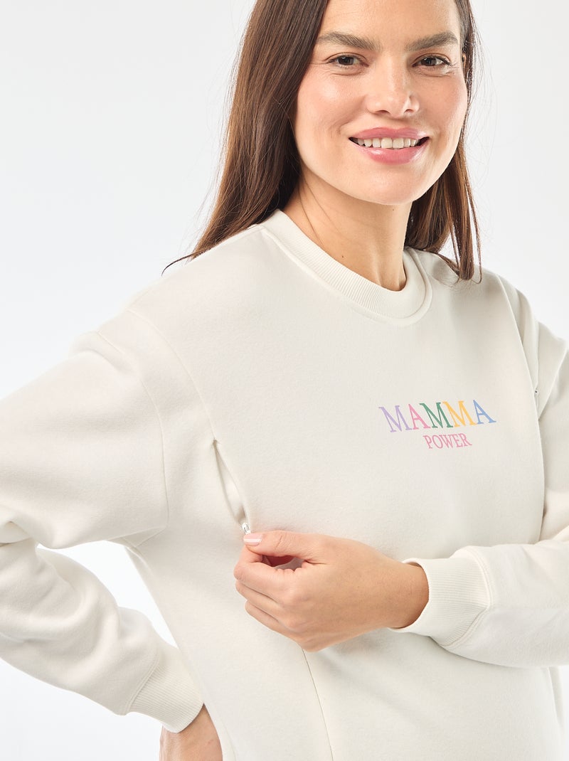Sudadera de lactancia de felpa Blanco - Kiabi