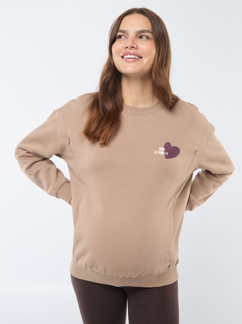 Sudadera de lactancia de felpa Marron - Kiabi