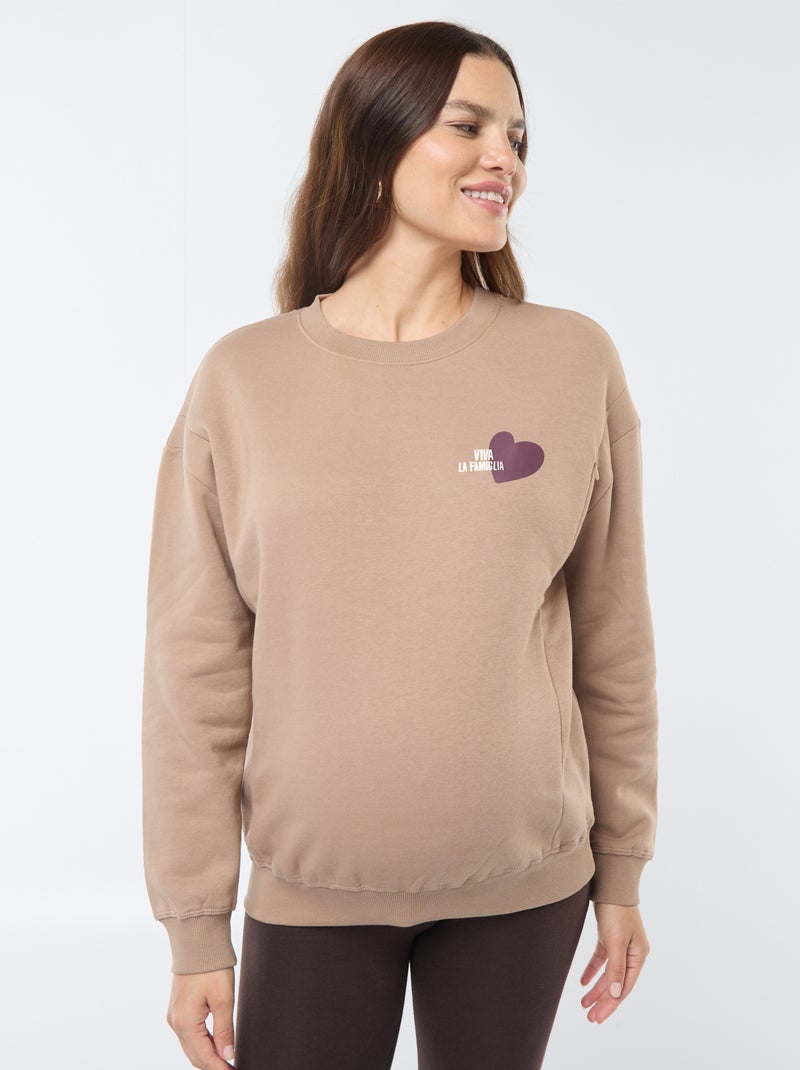 Sudadera de lactancia de felpa Marron - Kiabi