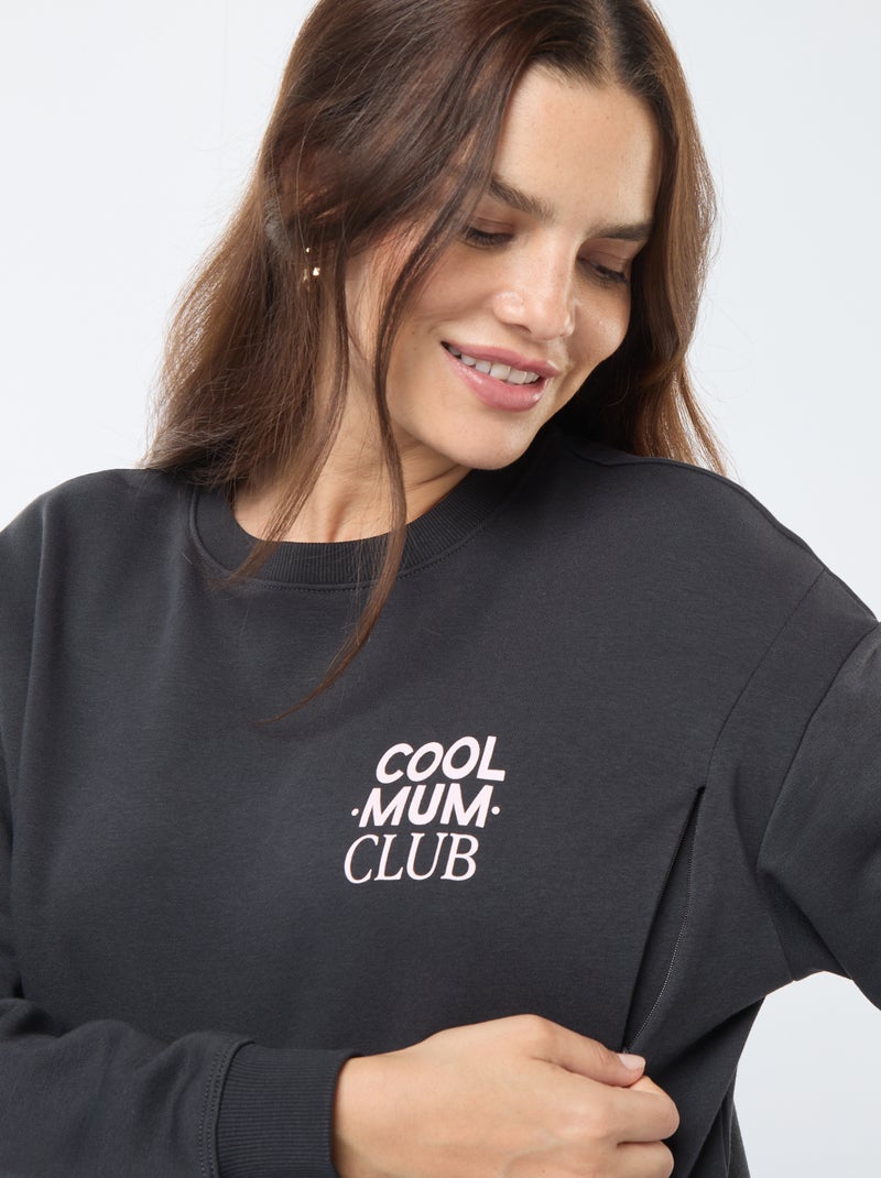 Sudadera de lactancia de felpa Negro - Kiabi