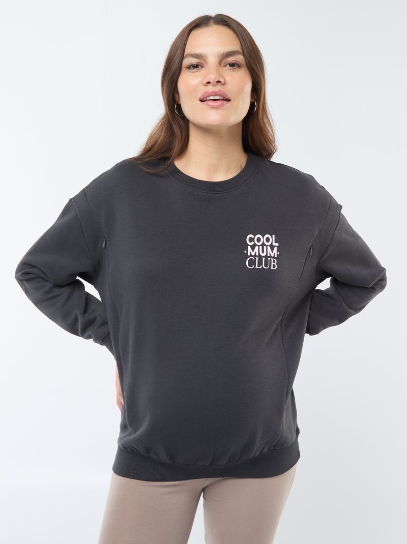 Sudadera de lactancia de felpa Negro - Kiabi