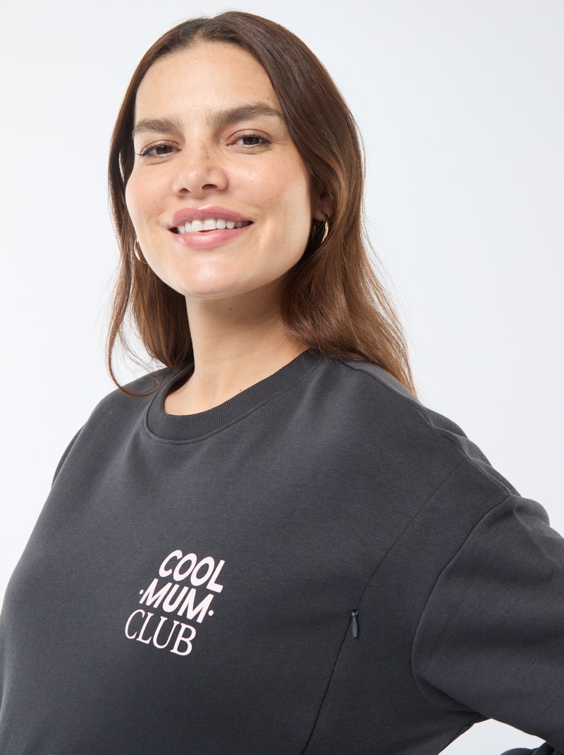 Sudadera de lactancia de felpa Negro - Kiabi