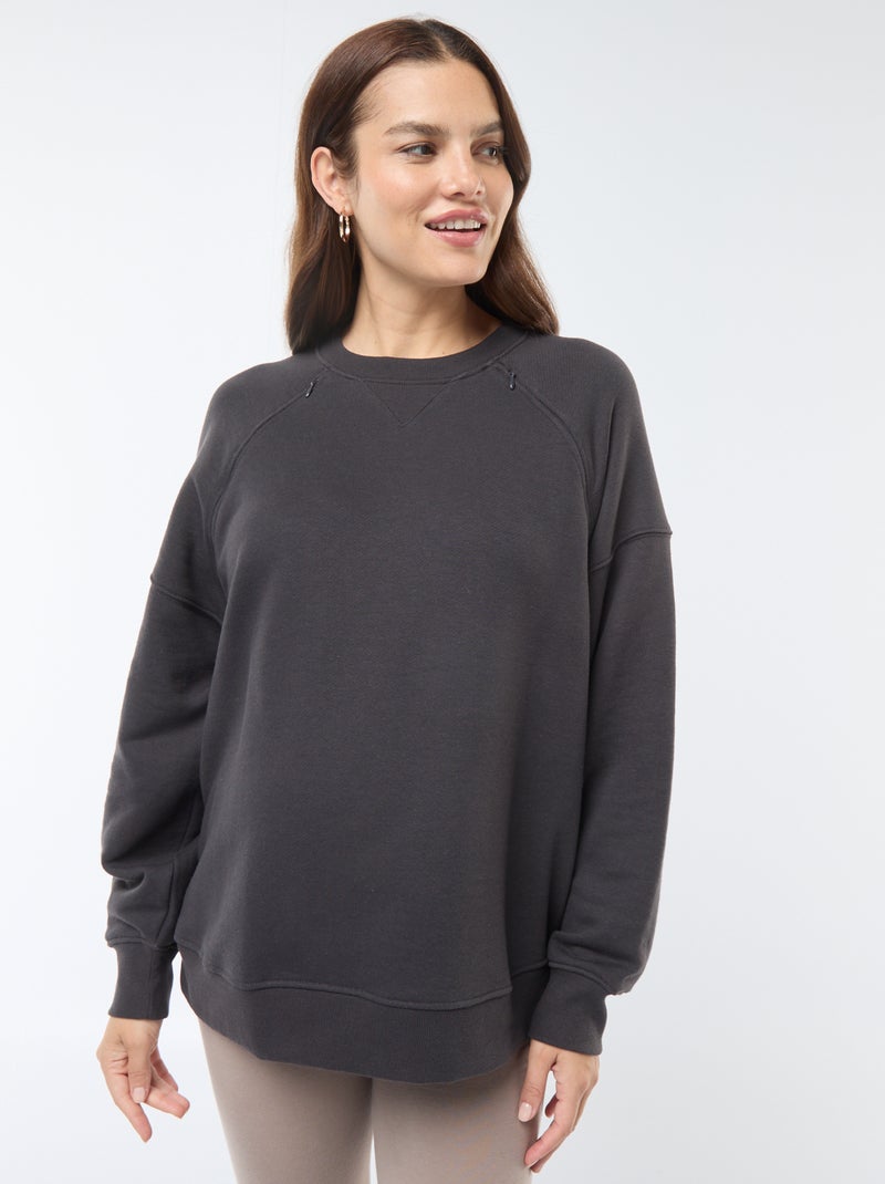 Sudadera de lactancia de felpa Negro - Kiabi
