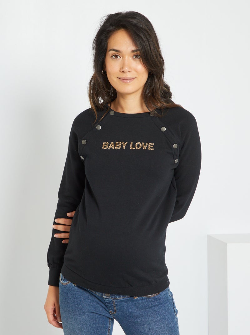 Sudadera de lactancia de felpa NEGRO - Kiabi