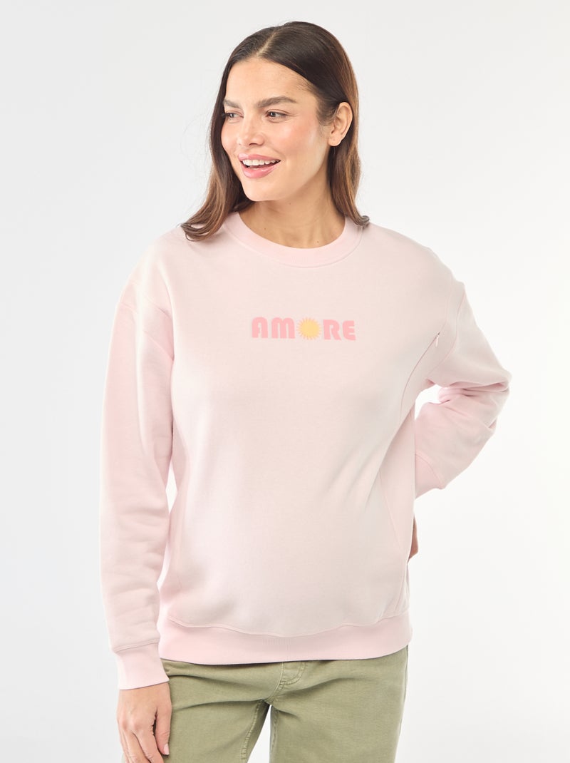 Sudadera de lactancia de felpa Rosa - Kiabi