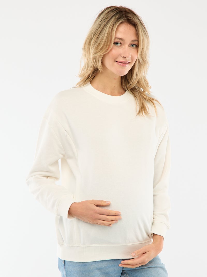 Sudadera de lactancia en felpa Blanco - Kiabi