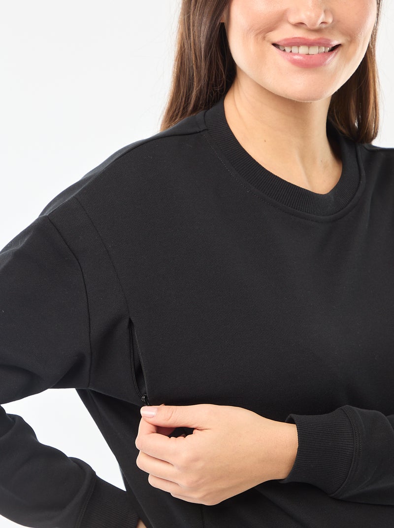 Sudadera de lactancia en felpa Negro - Kiabi