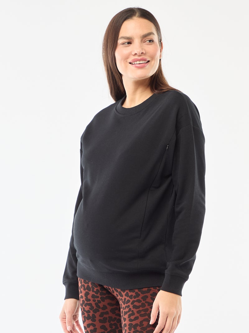 Sudadera de lactancia en felpa Negro - Kiabi