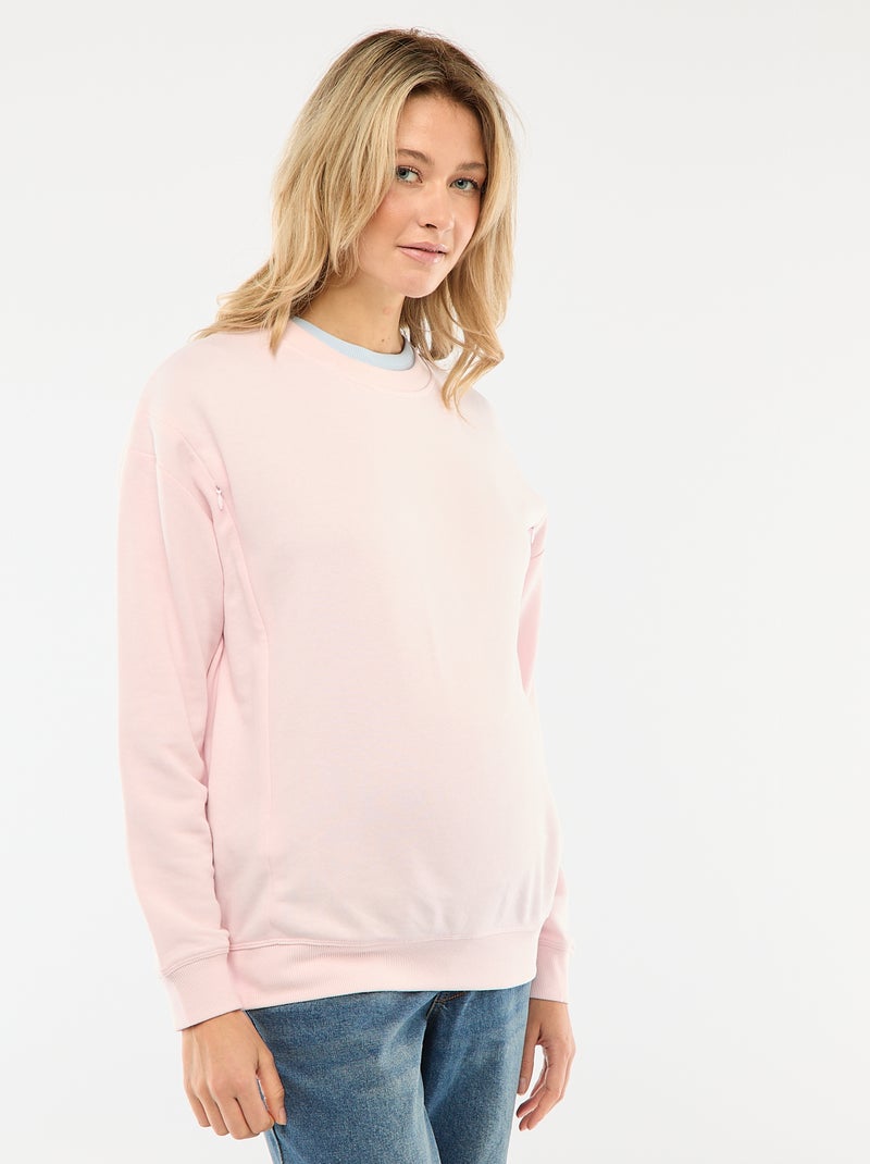 Sudadera de lactancia en felpa Rosa - Kiabi