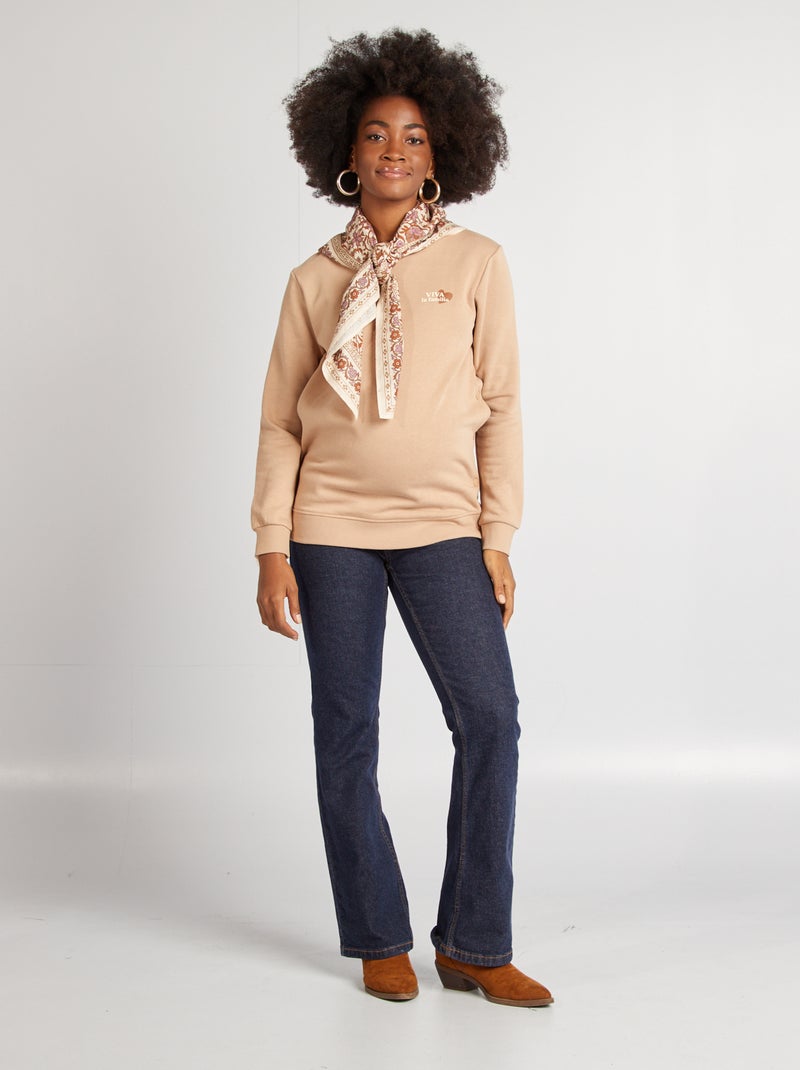 Sudadera de lactancia estampada BEIGE - Kiabi
