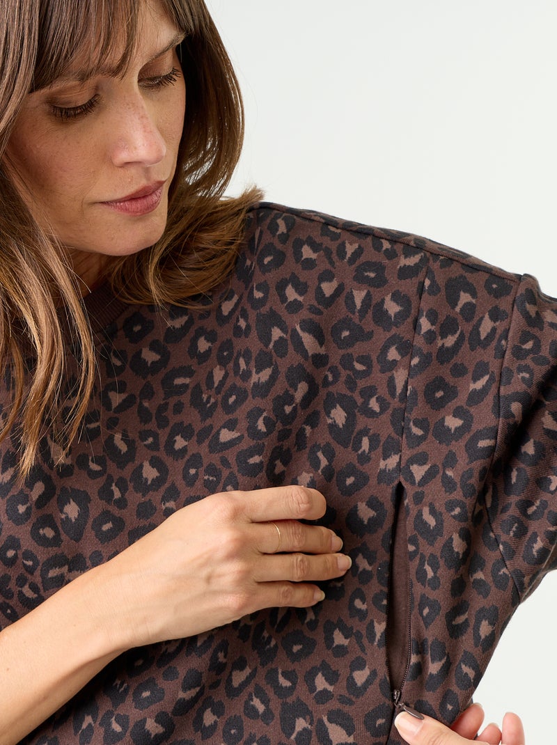 Sudadera de lactancia estampada Marron - Kiabi