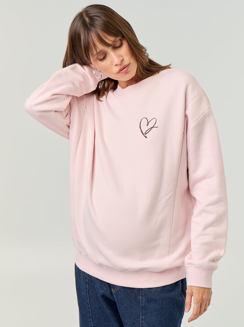 Sudadera de lactancia estampada Rosa - Kiabi
