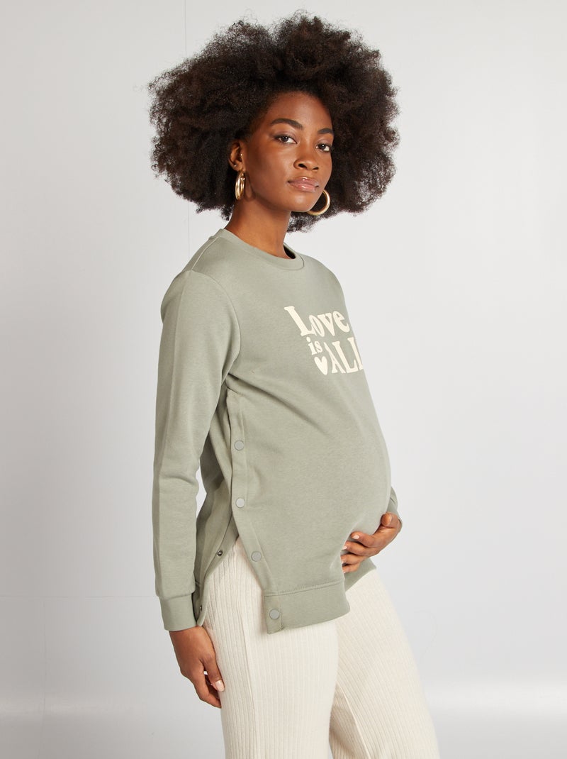 Sudadera de lactancia estampada VERDE - Kiabi
