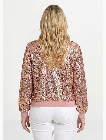 Sudadera de lentejuelas brillantes con cuello redondo - Afibel