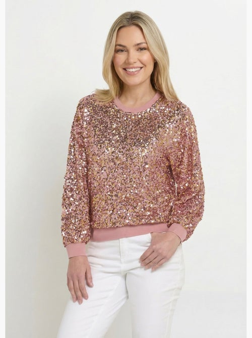 Sudadera de lentejuelas brillantes con cuello redondo - Afibel - Kiabi