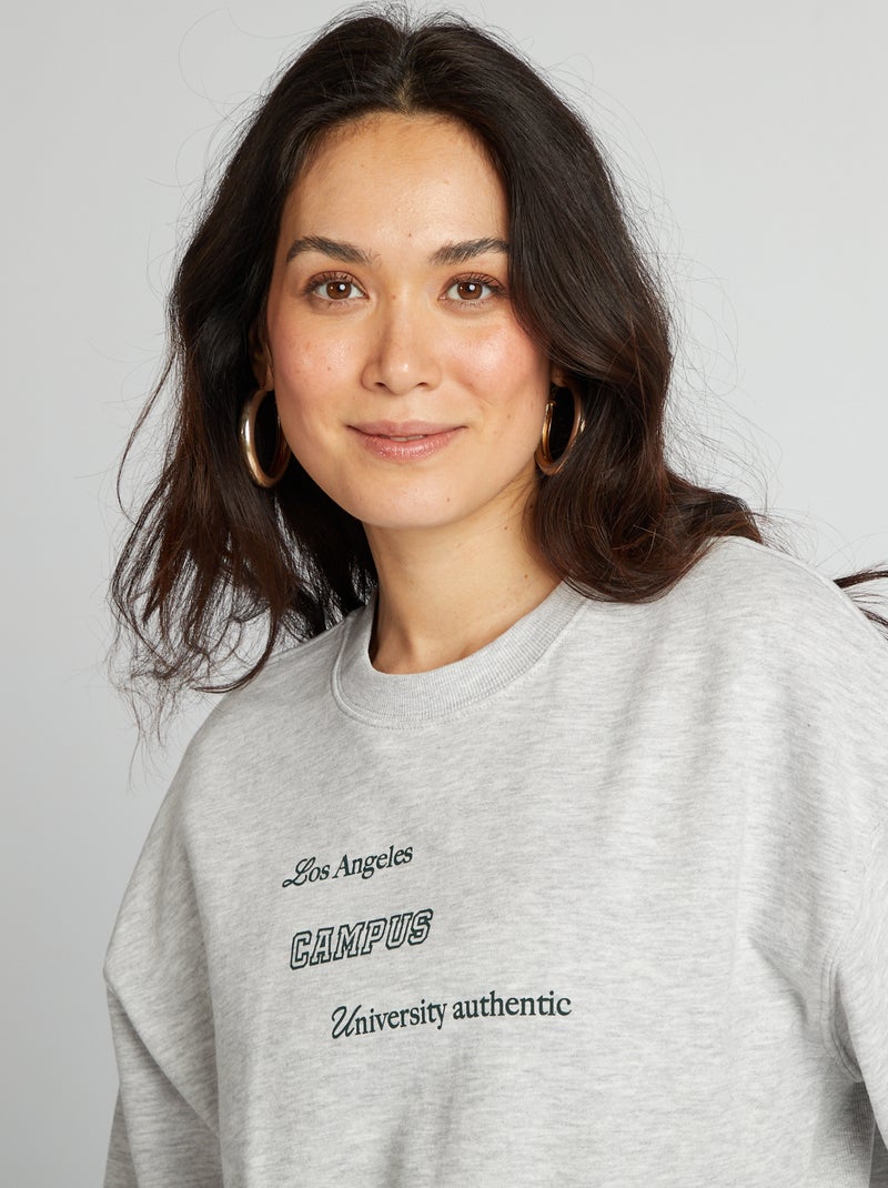 Sudadera de manga corta con cuello redondo Los Ángeles GRIS - Kiabi