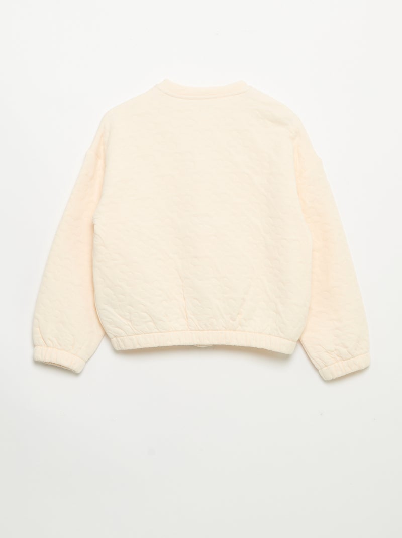 Sudadera de manga larga con abertura de botones a presión Blanco - Kiabi