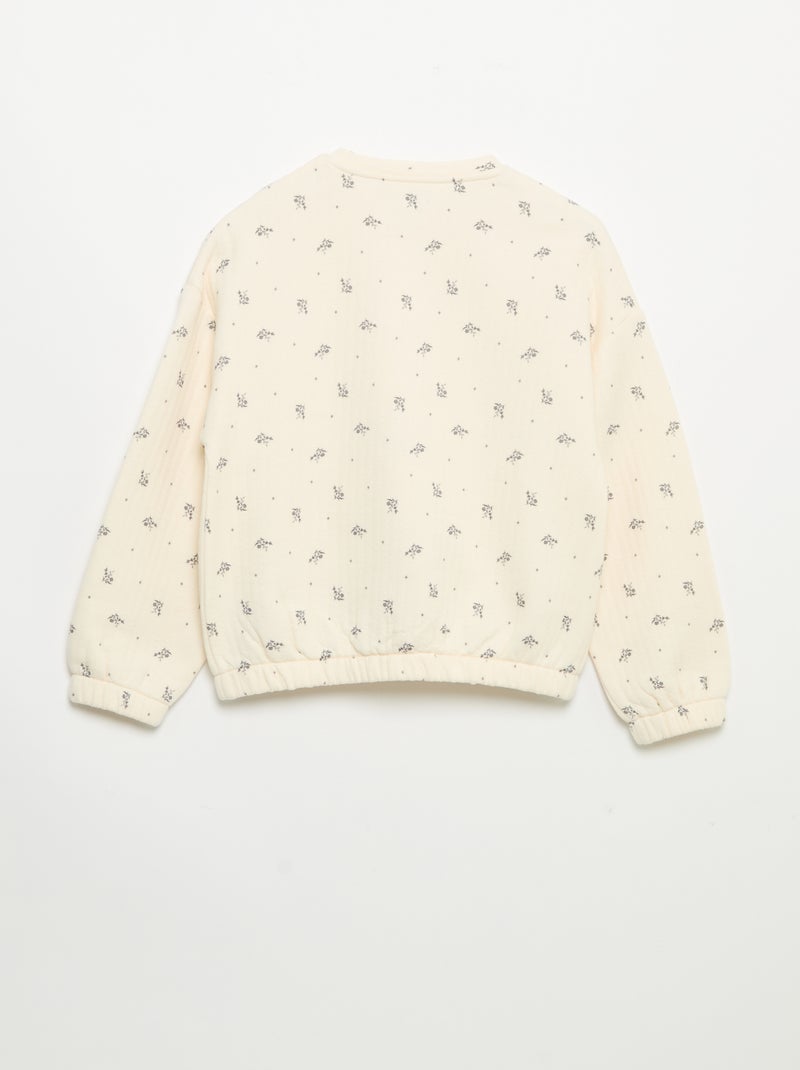 Sudadera de manga larga con abertura de botones a presión Blanco - Kiabi