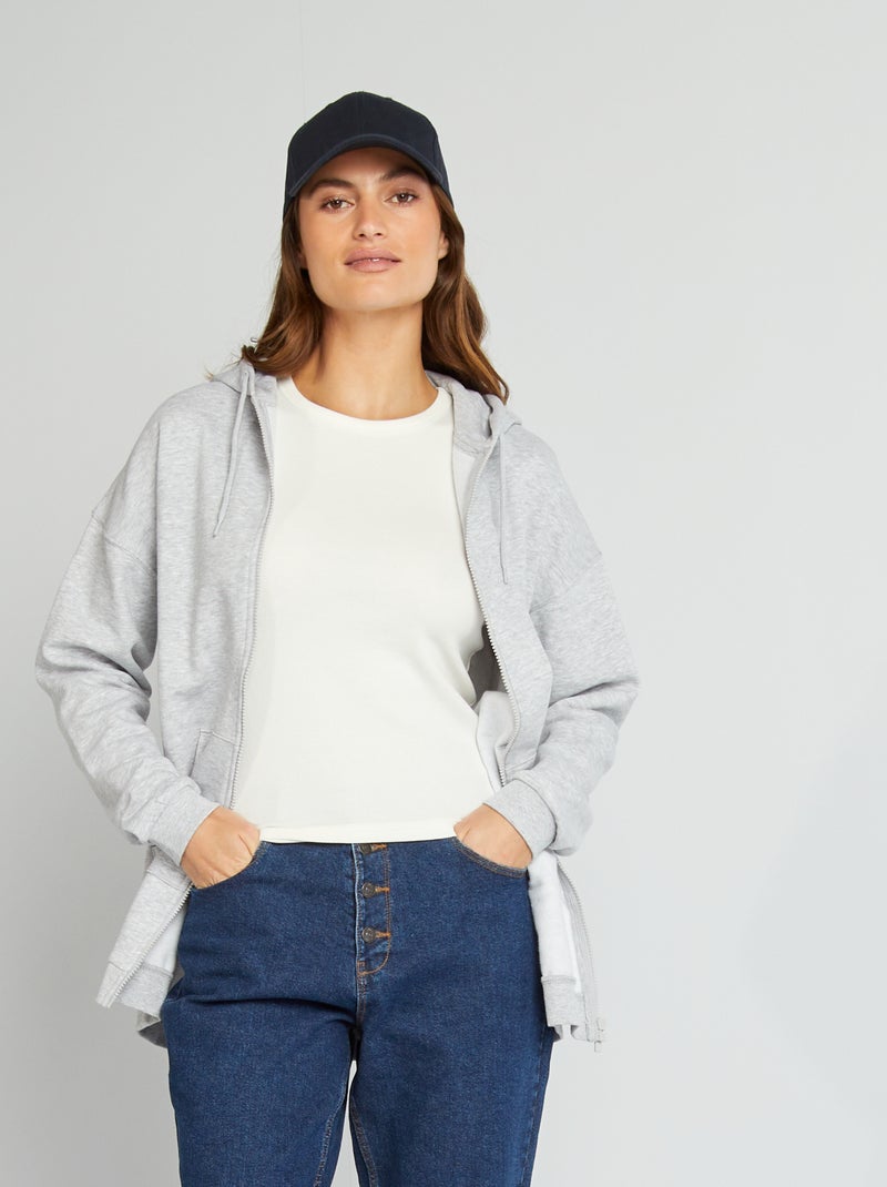 Sudadera de manga larga con cremallera GRIS - Kiabi