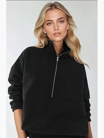 Sudadera de manga larga con cremallera y cuello camisero de corte relajado hiccup