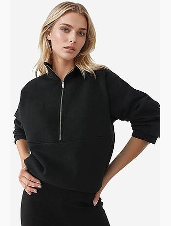 Sudadera de manga larga con cremallera y cuello camisero de corte relajado hiccup