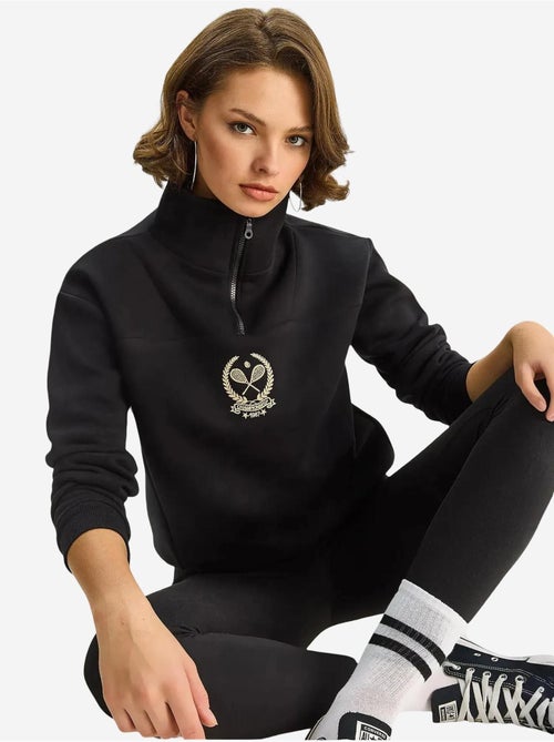Sudadera de manga larga con cuello de cremallera y bordado lucci - Kiabi Sudadera de manga larga con cuello de cremallera y bordado lucci - Kiabi