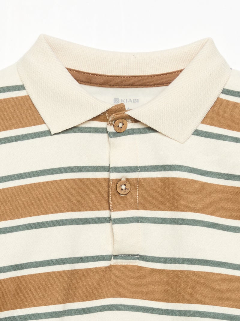 Sudadera de manga larga con cuello polo Blanco - Kiabi