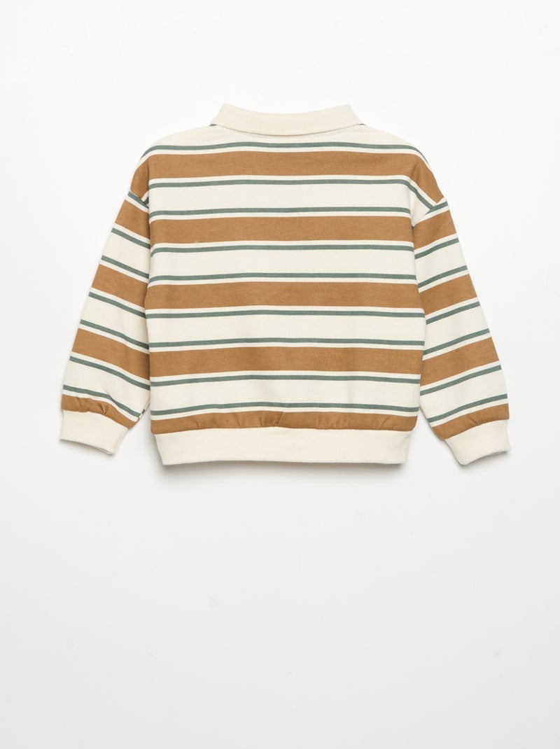 Sudadera de manga larga con cuello polo Blanco - Kiabi