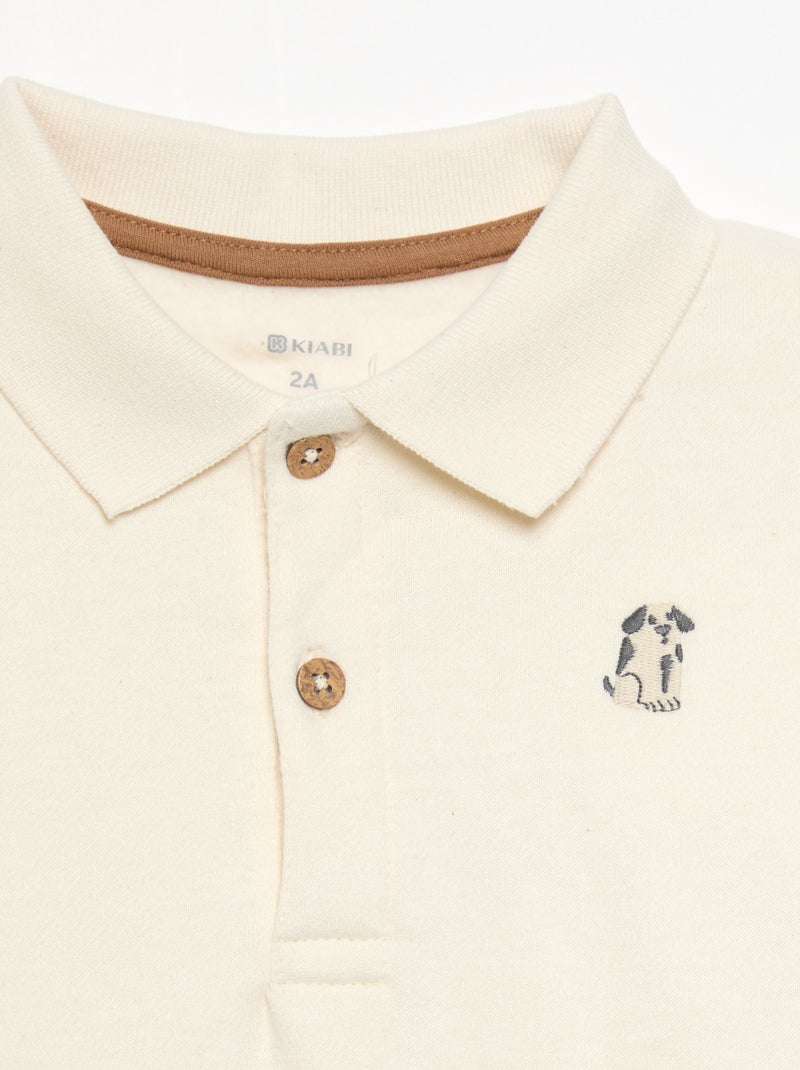 Sudadera de manga larga con cuello polo Blanco - Kiabi