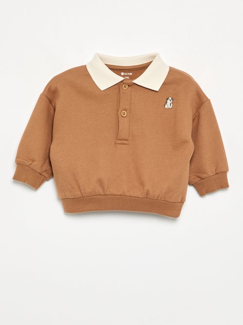 Sudadera de manga larga con cuello polo - Kiabi Sudadera de manga larga con cuello polo - Kiabi