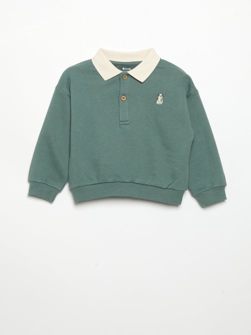Sudadera de manga larga con cuello polo - Kiabi Sudadera de manga larga con cuello polo - Kiabi