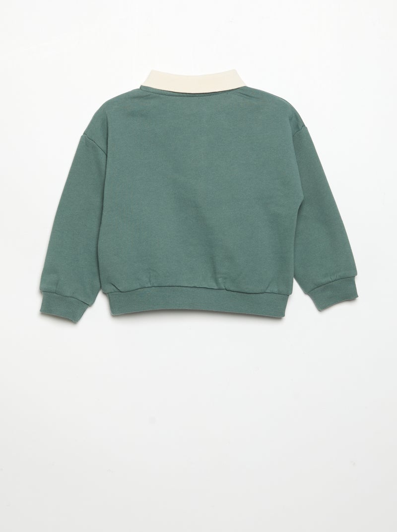 Sudadera de manga larga con cuello polo Verde - Kiabi