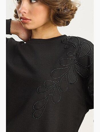 Sudadera de manga larga con cuello redondo bordada lucci