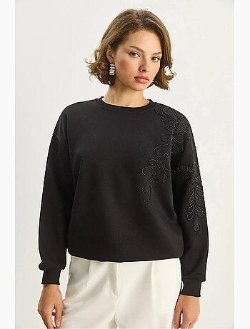 Sudadera de manga larga con cuello redondo bordada lucci