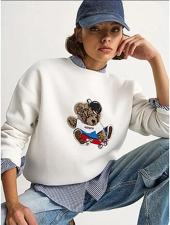 Sudadera de manga larga con cuello redondo y bordado lucci