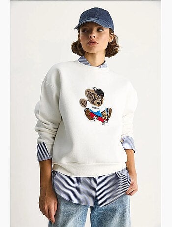 Sudadera de manga larga con cuello redondo y bordado lucci