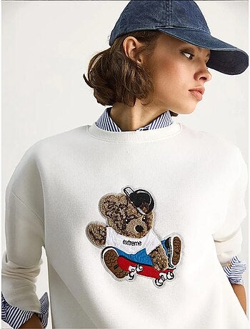 Sudadera de manga larga con cuello redondo y bordado lucci