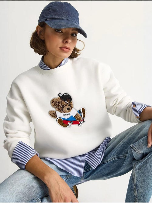 Sudadera de manga larga con cuello redondo y bordado lucci - Kiabi