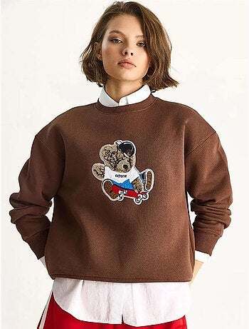 Sudadera de manga larga con cuello redondo y bordado lucci