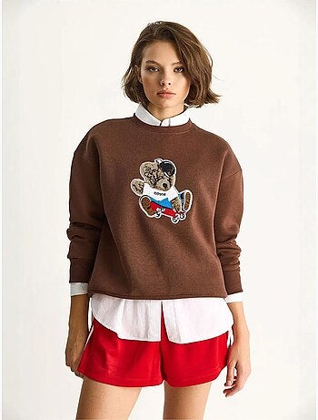 Sudadera de manga larga con cuello redondo y bordado lucci