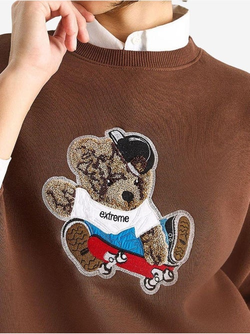 Sudadera de manga larga con cuello redondo y bordado lucci - Kiabi Sudadera de manga larga con cuello redondo y bordado lucci - Kiabi