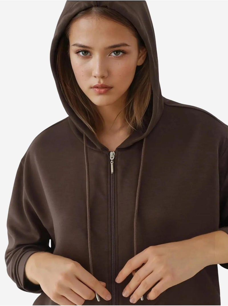 Sudadera de manga larga con cuello y cremallera estampada hiccup Marrón claro - Kiabi