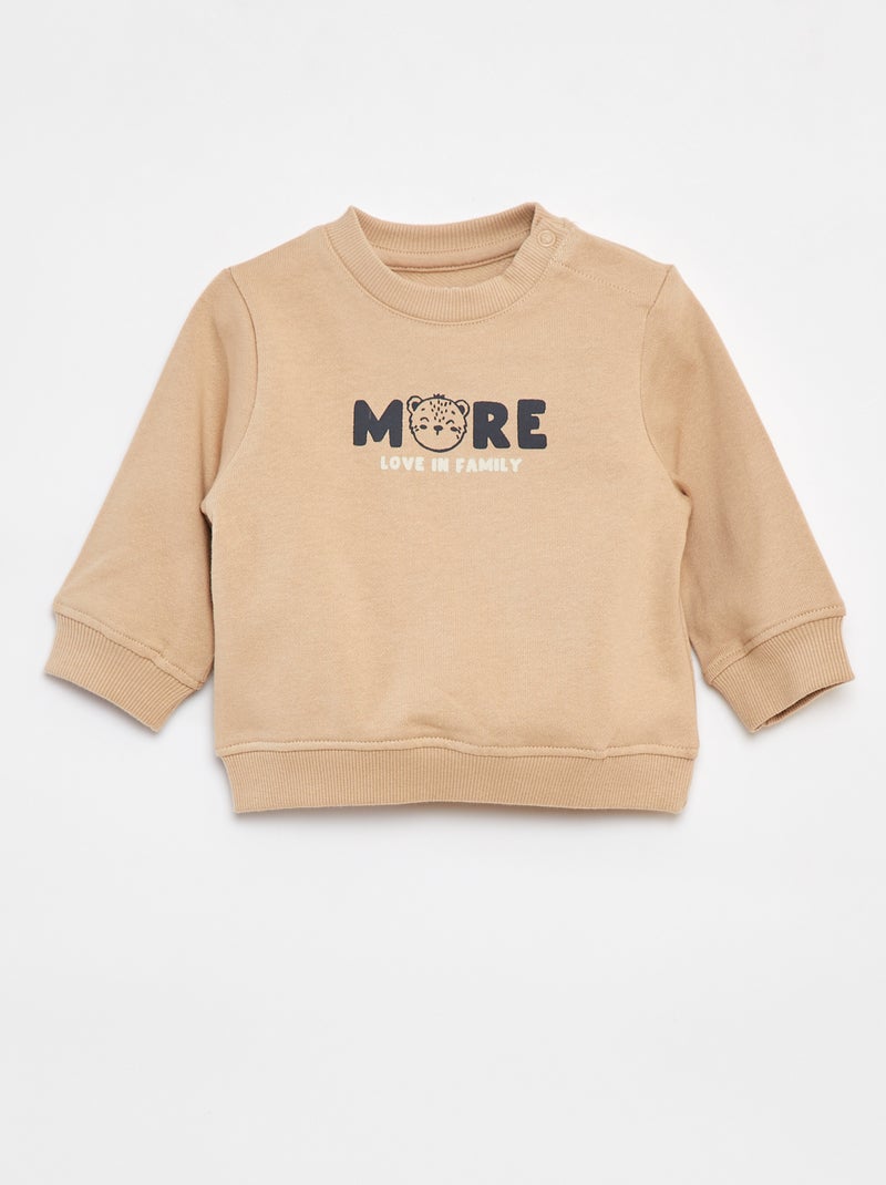 Sudadera de manga larga con estampado Beige - Kiabi