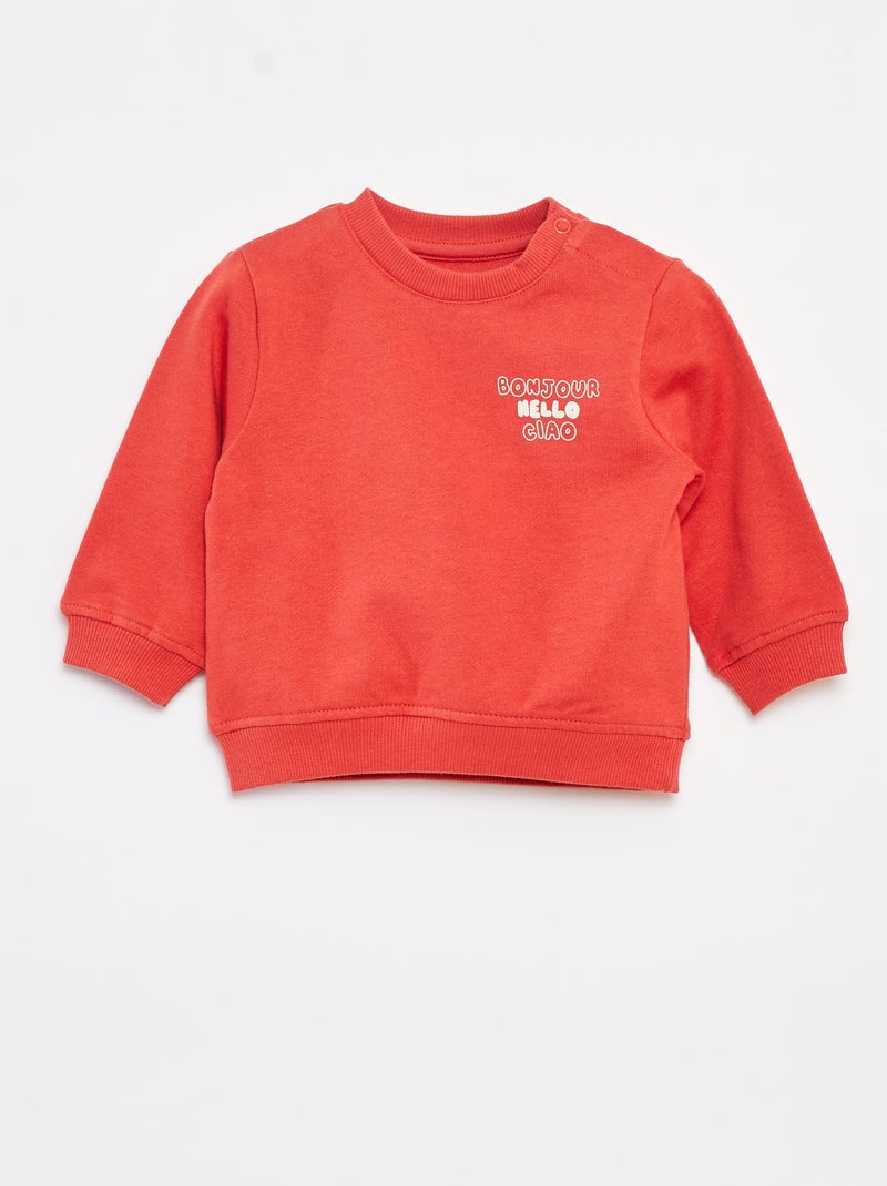 Sudadera de manga larga con estampado Rojo - Kiabi