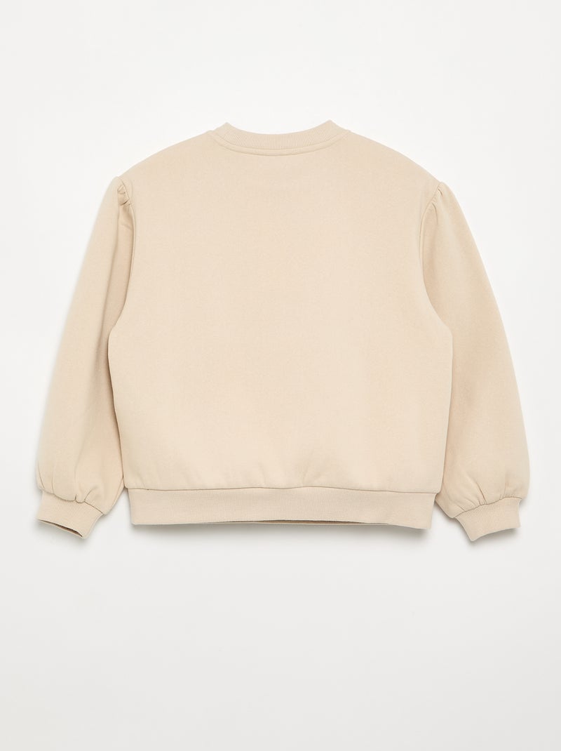 Sudadera de manga larga con lazo Beige - Kiabi