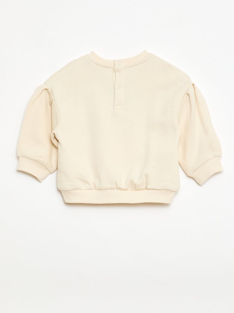 Sudadera de manga larga con parche de malla bouclé Blanco - Kiabi