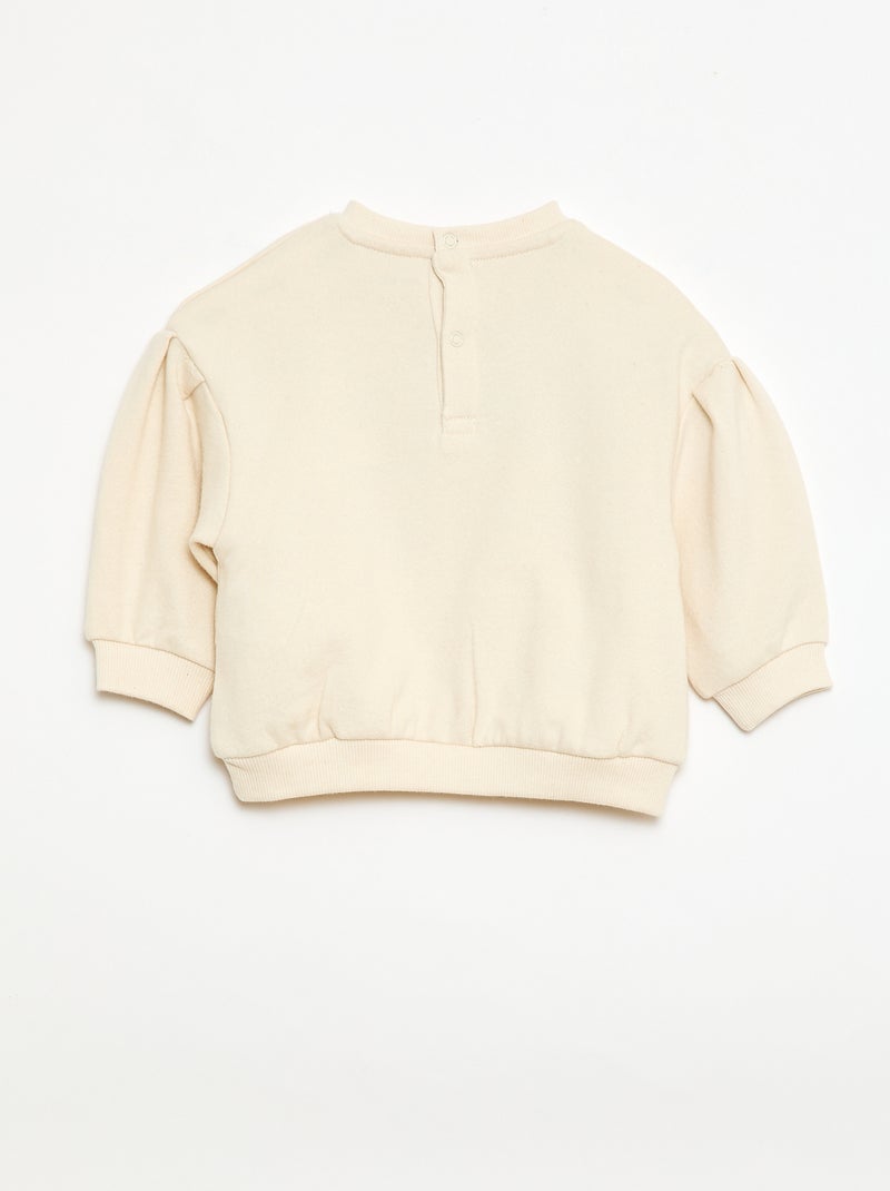 Sudadera de manga larga con parche de malla bouclé Blanco - Kiabi