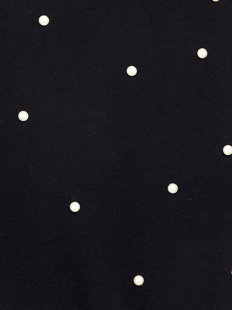 Sudadera de manga larga con perlas Negro - Kiabi