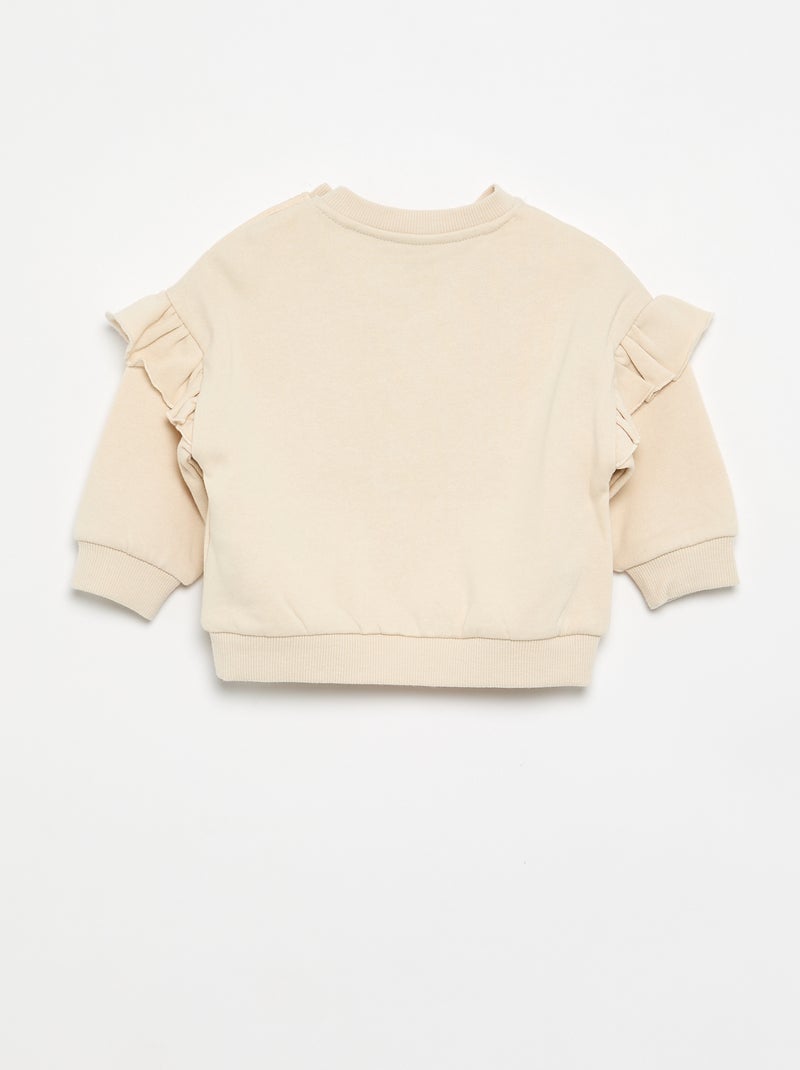Sudadera de manga larga con volantes en los hombros Beige - Kiabi